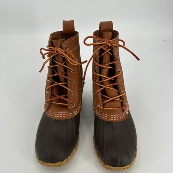 L.L. Bean Original Classic Brown Bean Leather Waterproof Rain Lace Up 6 Boots - Picture 2 of 9